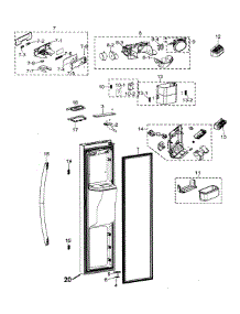 Freezer Door parts for Samsung Side-By-Side Refrigerator RSG257AAPN/XAA-00 from AppliancePartsPros.com