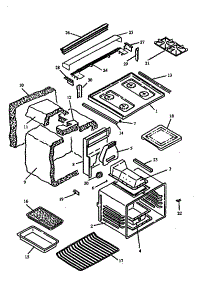 Main Top And Oven Assy parts for Caloric Gas Range RST310UW-P1130738NW from AppliancePartsPros.com