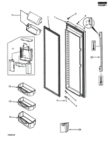 Right Door parts for  Side-By-Side Refrigerator RX256DT4X1-22615A from AppliancePartsPros.com