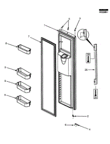 Left Door parts for  Side-By-Side Refrigerator RX256DT4X1-22615A from AppliancePartsPros.com