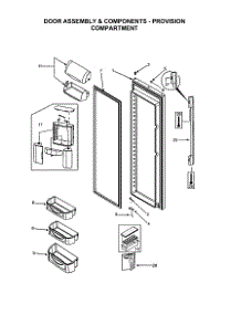 Right Door parts for  Side-By-Side Refrigerator RX256DT7X1-22600-A from AppliancePartsPros.com