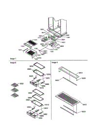 Shelving And Crispers parts for Amana Side-By-Side Refrigerator S148DA03-P1305601W from AppliancePartsPros.com