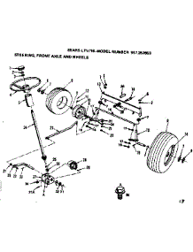 Steering, Front Axle And Wheels parts for Craftsman Front-Engine Lawn Tractor S252653 from AppliancePartsPros.com