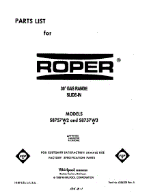 Front Cover parts for Roper Gas Range S8757*3 from AppliancePartsPros.com