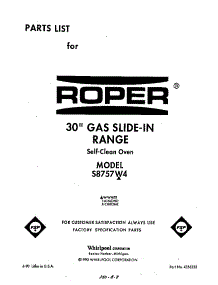 Front Cover parts for Roper Gas Range S8757*4 from AppliancePartsPros.com