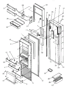 Refrigerator Door parts for Amana Side-By-Side Refrigerator SBDE20S4SW-P1190902WW from AppliancePartsPros.com