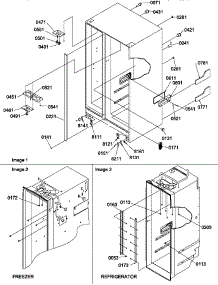 Cabinet Parts parts for Amana Side-By-Side Refrigerator SBDE20TPW-P1190905WW from AppliancePartsPros.com