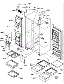Refrigerator / Freezer Shelves, Light, And Hinges parts for Amana Side-By-Side Refrigerator SBDE520SW-P1185202WW from AppliancePartsPros.com