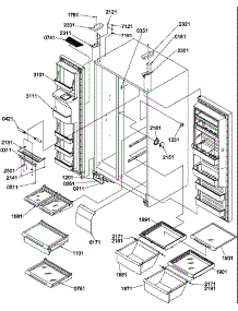 Refrigerator / Freezer Shelves, Lights, And Hinges parts for Amana Side-By-Side Refrigerator SBDX520SW-P1185104WW from AppliancePartsPros.com
