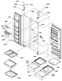 Refrigerator / Freezer Shelves, Lights, And Hinges parts for Amana Side-By-Side Refrigerator SBI20TPSW-P1190712WW from AppliancePartsPros.com