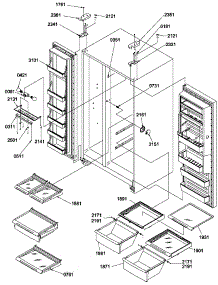 Refrigerator / Freezer Shelves, Lights, And Hinges parts for Amana Side-By-Side Refrigerator SBIE20TPSW-P1190709WW from AppliancePartsPros.com