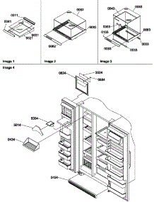 Shelf, Crisper Assemblies And Toe Grille parts for Amana Side-By-Side Refrigerator SCD22TBL-P1303511WL from AppliancePartsPros.com