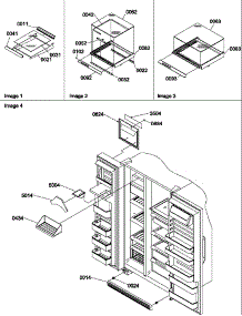 Shelf, Crisper Assemblies And Toe Grille parts for Amana Side-By-Side Refrigerator SCD25TBL-P1190428WL from AppliancePartsPros.com