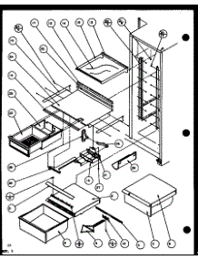 Refrigerator Shelving And Drawers parts for Amana Side-By-Side Refrigerator SLPD25H-P7836009W from AppliancePartsPros.com