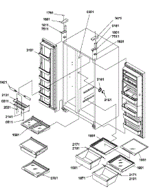 Refrigerator / Freezer Shelves, Lights, And Hinges parts for Amana Side-By-Side Refrigerator SR520TW-P1312901W from AppliancePartsPros.com