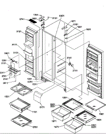 Refrigerator / Freezer Shelves, Lights, And Hinges parts for Amana Side-By-Side Refrigerator SRD22TPE-P1190307WE from AppliancePartsPros.com