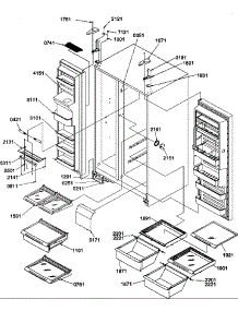 Refrigerator / Freezer Shelves, Lights, And Hinges parts for Amana Side-By-Side Refrigerator SRD327S3W-P1307104WW from AppliancePartsPros.com