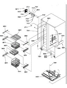 Freezer Shelves And Light parts for Amana Side-By-Side Refrigerator SRD520SE-P1186302WE from AppliancePartsPros.com