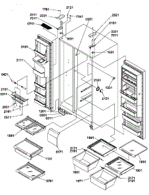 Refrigerator / Freezer Shelves, Lights, And Hinges parts for Amana Side-By-Side Refrigerator SRD520TE-P1308801WE from AppliancePartsPros.com