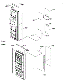Door parts for Amana Side-By-Side Refrigerator SRDE25TW-P1190311WW from AppliancePartsPros.com
