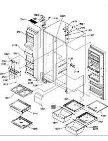 Hinges And Crisp Frame parts for Amana Side-By-Side Refrigerator SRDE25TW-P1190311WW from AppliancePartsPros.com