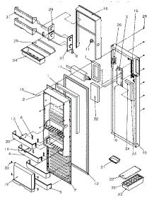 Refrigerator Door parts for Amana Side-By-Side Refrigerator SRDE27S3L-P1190601WL from AppliancePartsPros.com