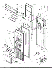Refrigerator Door parts for Amana Side-By-Side Refrigerator SRDE327S3L-P1184903W from AppliancePartsPros.com