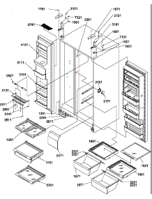 Refrigerator / Freezer Shelves, Lights, And Hinges parts for Amana Side-By-Side Refrigerator SRDE327S3W-P1184906WW from AppliancePartsPros.com