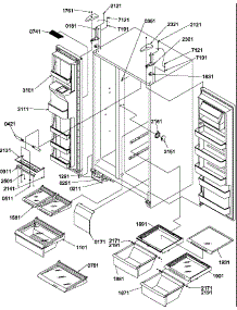 Refrigerator / Freezer Shelves, Lights, And Hinges parts for Amana Side-By-Side Refrigerator SRDE520SBW-P1183104WW from AppliancePartsPros.com