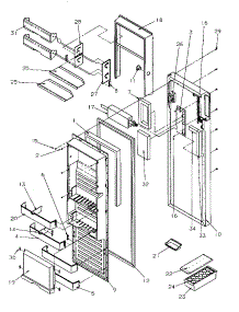 Refrigerator Door parts for Amana Side-By-Side Refrigerator SRDE528SW-P1184901WW from AppliancePartsPros.com