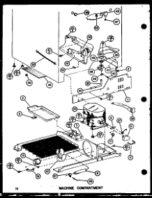 Machine Compartment (Sr19g / P7745503w) (Sr19gg / P7745503wg) (Sr19gl / P7745503wl) (Sr22g / P7745501w) (Sr22gg / P7745501wg) (Sr22gc / P7745501wc) (Sr22ga / P7745501wa) (Sr22gl / P7745501wl) (Sr25gg / P7745502wg) (Sr25gl / P7745502wl) (Sr25g / P7745502w) (Sri22gg / P7745511wg) parts for Amana Side-By-Side Refrigerator SRI22GG-P7745511WG from AppliancePartsPros.com