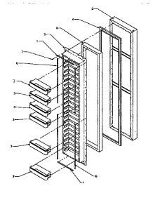 Freezer Door (Ss21sl / P1193801wl) (Ss21sw / P1193801ww) parts for Amana Side-By-Side Refrigerator SS21SW-P1193801WW from AppliancePartsPros.com