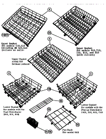 Basket Assemblies (Cp410) (Cp510) (Cp610) (Cp710) (Cp750) (Cp910) (Cp950) (Dn410) (Dn610) (Do810) (Dp410) (Dp610) (Du410) (Du610) (Du810) (Sp510) (Sp710) (Sp750) (Sp910) (Sp950) (Ss510) (Ss710) (Ss750) (Ss910) parts for Thermador Dishwasher SS950 from AppliancePartsPros.com