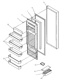 Refrigerator Door parts for Amana Side-By-Side Refrigerator SSD21SBW-P1193904WW from AppliancePartsPros.com