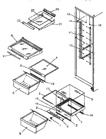Refrigerator Shelving And Drawers parts for Amana Side-By-Side Refrigerator SSD25SL-P119042WL from AppliancePartsPros.com