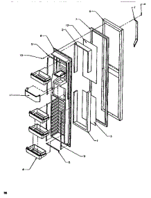Freezer Door parts for Amana Side-By-Side Refrigerator SSD522SBW-P1184701WW from AppliancePartsPros.com