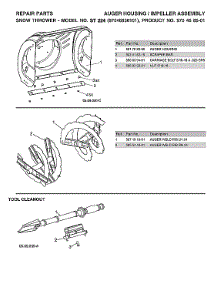 Tool Cleanout parts for Husqvarna Gas Snowblower ST224-97046850101 from AppliancePartsPros.com