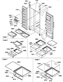 Refrigerator / Freezer Shelves, Lights, And Hinges parts for Amana Side-By-Side Refrigerator SX22SL-P1190210WL from AppliancePartsPros.com