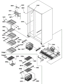 Freezer Shelves And Light parts for Amana Side-By-Side Refrigerator SX22SL-P1190210WL from AppliancePartsPros.com