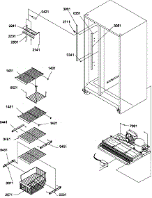 Freezer Shelves And Lights parts for Amana Side-By-Side Refrigerator SX322S2L-P1313801WL from AppliancePartsPros.com