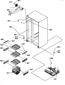 Freezer Shelving And Light parts for Amana Side-By-Side Refrigerator SXD20TW-P1302901WW from AppliancePartsPros.com