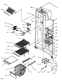 Freezer Shelving And Refrigerator Light parts for Amana Side-By-Side Refrigerator SXD25NP2E-P1162433WE from AppliancePartsPros.com