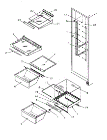 Refrigerator Shelving And Drawers parts for Amana Side-By-Side Refrigerator SXD25S2E-P1190417WE from AppliancePartsPros.com