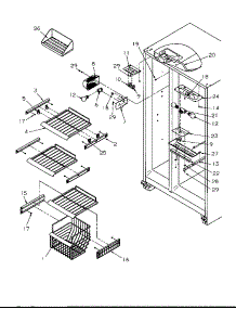 Freezer Shelving And Refrigerator Light parts for Amana Side-By-Side Refrigerator SXD25S2L-P1190417WL from AppliancePartsPros.com