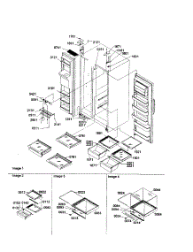 Shelves, Lights, And Hinges parts for Amana Side-By-Side Refrigerator SXD25S2L-P1303504WL from AppliancePartsPros.com
