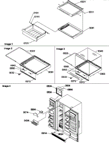 Shelves / Deli, Crisper Assemblies & Toe Grille parts for Amana Side-By-Side Refrigerator SXD322W-P1305703WW from AppliancePartsPros.com