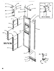 Door / Hinge / Trim Freezer parts for Amana Side-By-Side Refrigerator SXD520SW-P1182401WW from AppliancePartsPros.com
