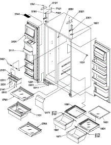 Refrigerator / Freezer Shelves, Lights, And Hinges parts for Amana Side-By-Side Refrigerator SXD520SW-P1182402WW from AppliancePartsPros.com