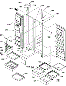 Refrigerator / Freezer Shelves, Lights, And Hinges parts for Amana Side-By-Side Refrigerator SXD520TW-P1310001WW from AppliancePartsPros.com
