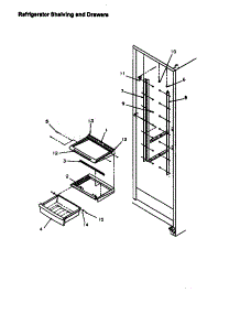 Refrigerator Shelving And Drawers parts for Amana Side-By-Side Refrigerator SXI25SW-P1190204WW from AppliancePartsPros.com